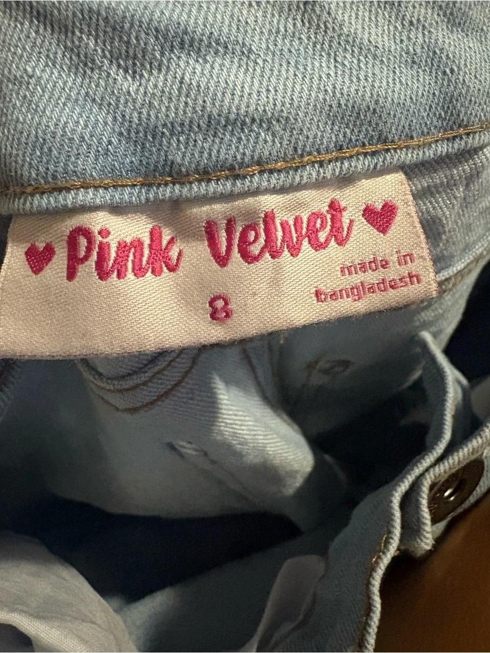 Velvet Light Blue Wide-Leg Jeans with White Bow Motif